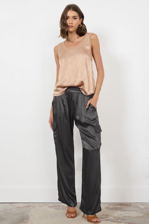WIDE SILKY CARGO LONG PANT