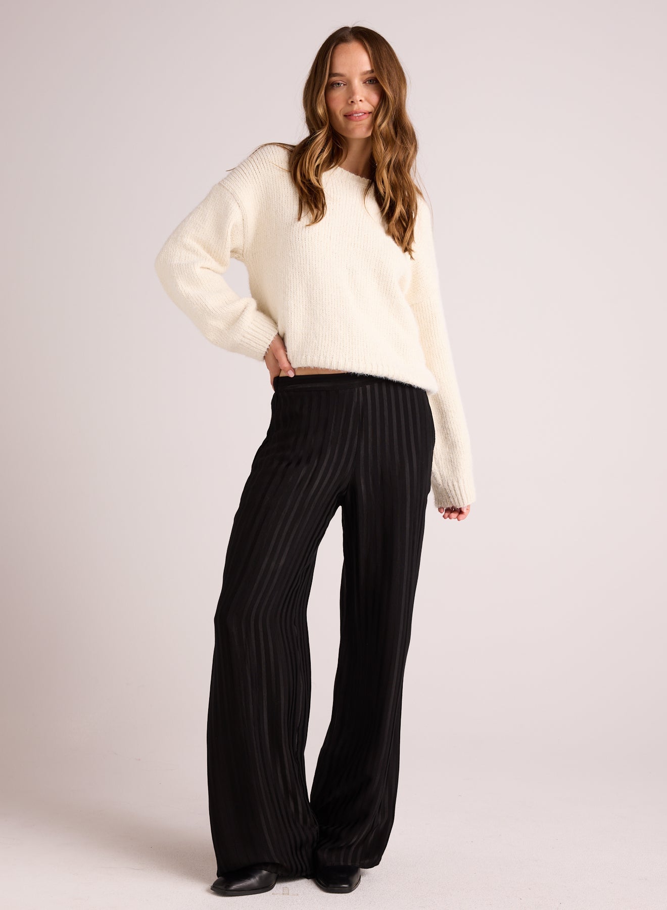 Elastic Back Wide Leg Pant