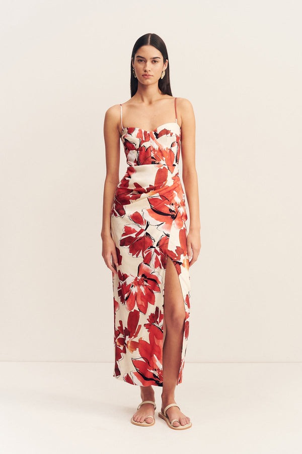 ember midi dress Ember bustier draped midi dress – DatewearFashion