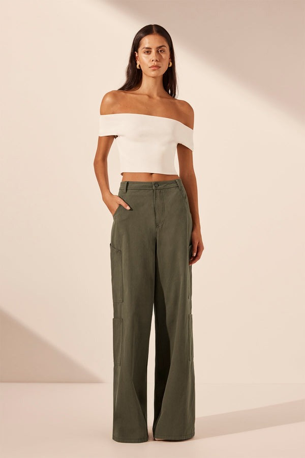 basic off shoulder top - ivory