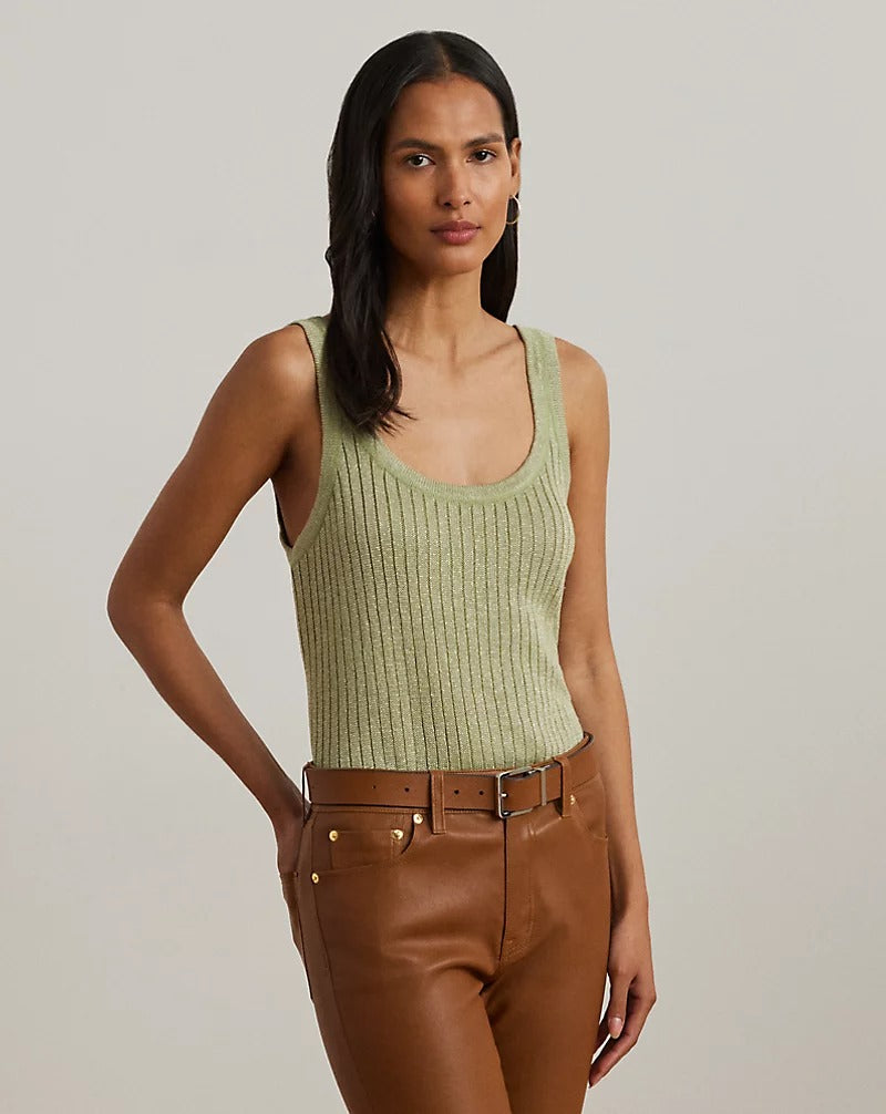 Metallic Rib-Knit Sweater Tank Top