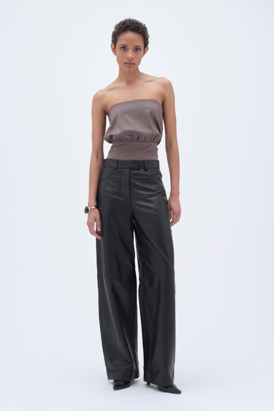 Cocoon Leather Pants Black