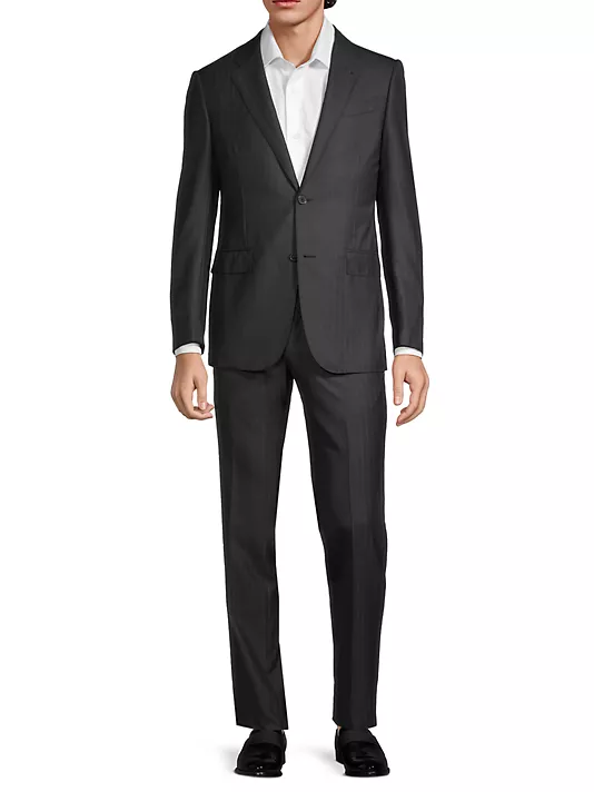 Zegna Pinstriped Wool Single Breasted Suit