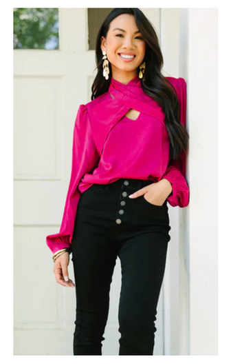 Magenta Purple Crisscross Blouse